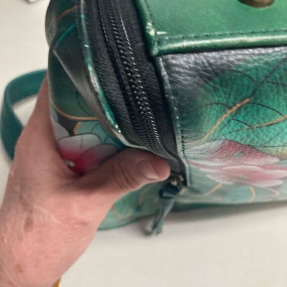 ANUSCHKA Women’s Hobo Tote Bag 13X4X8 Multicolored Genuine Leather Hand Painted - Picture 6 of 11